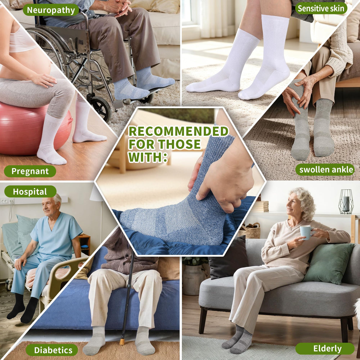 Bamboo Viscose Non-Binding Crew Socks with Seamless Toe S177