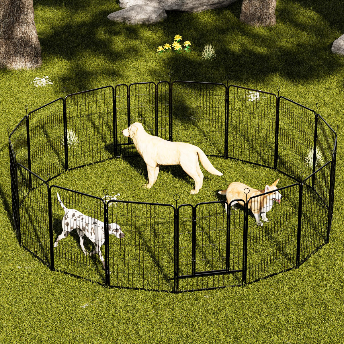 16-Panel Heavy-Duty Metal Dog Playpen Y66846